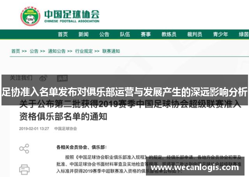 足协准入名单发布对俱乐部运营与发展产生的深远影响分析